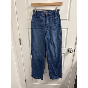 Madewell The Perfect Vintage Wide-Leg Jeans Blue High Rise Patch Pocket Size 23